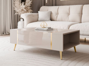 Couchtisch auf goldenen Beinen im Glamour-Stil Lunelie Kaschmir Hochglanz