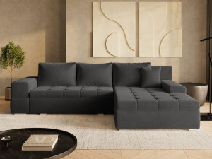 Ecksofa L-Form mit Schlaffunktion und Bettkasten Sonia Schwarz