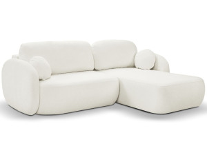 Ecksofa L-Form Rechts mit Schlaffunktion und Bettkasten Oreo Creme