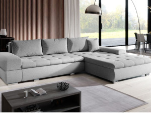 Ecksofa L-Form mit Schlaffunktion und Bettkasten Sonia Grau