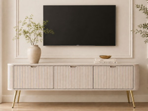 TV-Lowboard mit Türen Viva Beige auf Golden Beinen
