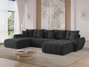Wohnlandschaft mit Schlaffunktion und Bettkasten Decor U Anthrazit