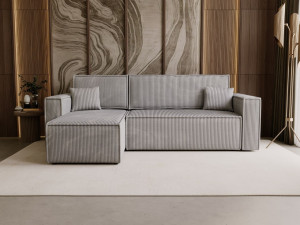 Modernes Ecksofa mit Schlaffunktion und Stauraum Prato L Grau