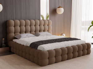 Polsterbett mit Bettkasten und Lattenrost 200x200 Twist Braun