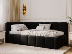 Jugendbett Einzelbett mit Bettkasten und Lattenrost 90x200 Cloud One Schwarz