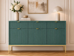 Kommode mit Türen und Schubladen Amber Grün, Gold Frame