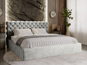 Polsterbett mit Bettkasten und Lattenrost 180x200 Apollo Hellgrau