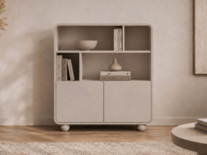 Bücherregal für das Wohnzimmer auf kugelförmigen Beinen Soffio Kaschmir