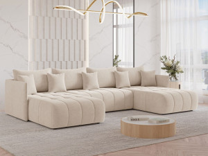Wohnlandschaft mit Schlaffunktion und Bettkasten Ardi U Beige