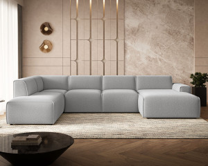 Wohnlandschaft Links Belluno Bouclé-Stoff Grijs