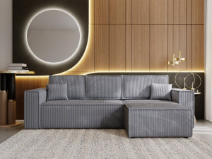Ecksofa L-Form mit Schlaffunktion und Bettkasten Prato XL Dunkelgrau