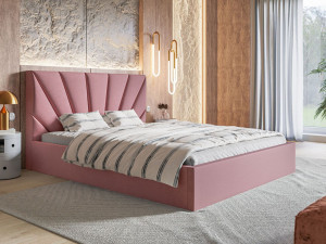 Polsterbett mit Bettkasten und Lattenrost 120x200 Orlo Rosa