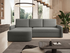 Ecksofa L-Form mit Schlaffunktion und Bettkasten Arvento Grau