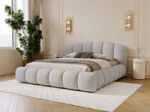 Polsterbett mit Stauraum und Lattenrost 140x200 Cloud Soft Grau
