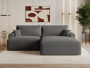 Ecksofa L-Form mit Schlaffunktion und Bettkasten Serene Rechts Dunkelgrau