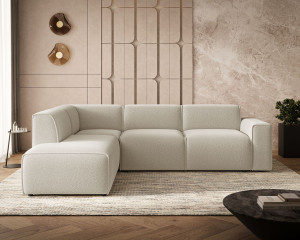 Ecksofa L-Form Links Eluno Bouclé-Stoff Beige