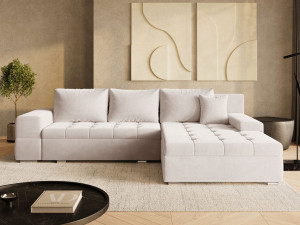 Ecksofa L-Form mit Schlaffunktion und Bettkasten Sonia Beige