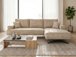 Ecksofa L-Form auf Metallbeinen Leto Rechts Beige