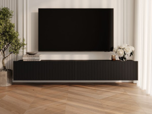 TV-Lowboard mit Türen 100 cm Kioto Schwarz matt