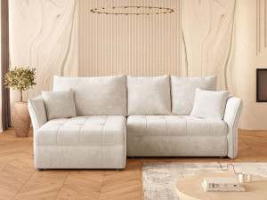 Ecksofa L-Form mit Schlaffunktion und Bettkasten Lino Beige