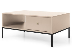 Couchtisch mit Stauraum und Schwarz Metallbeine Amor Beige