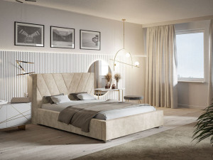 Polsterbett mit Bettkasten und Lattenrost 160x200 Tivoli Beige
