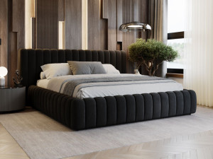 Polsterbett mit Bettkasten und Lattenrost 140x200 Bliss Schwarz