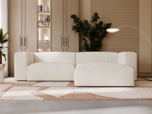 Ecksofa L-Form Rechts Moderne Cord Ecksofa Landi Beige