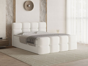 Boxspringbett mit Bettkasten 120x200 Rivon Creme