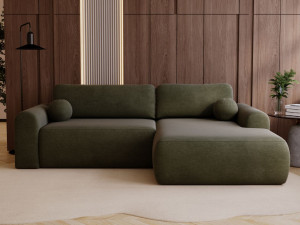 Ecksofa L-Form mit Schlaffunktion und Bettkasten Savana Rechts Grün