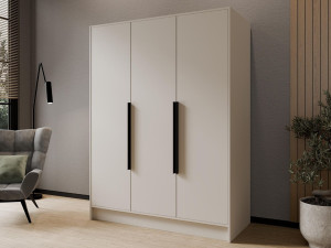 Kleiderschrank 150 cm Perugia Kaschmir mit schwarzen Griffen