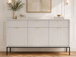 Kommode mit Türen und Schubladen Amber Grau, Schwarz Frame