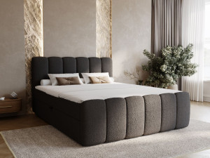 Boxspringbett mit Bettkasten 200x200 Bouclé-Stoff Cloud Schwarz