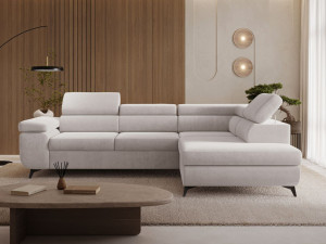 Ecksofa L-Form mit Schlaffunktion und Bettkasten Argon Rechts Grau