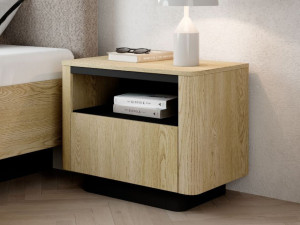 Nachttisch mit Schublade Fascino Eiche Cremona, Schwarz