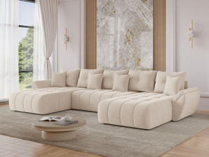 Wohnlandschaft mit Schlaffunktion und Bettkasten Decor U Beige