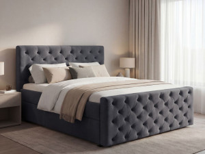 Boxspringbett mit Bettkasten 140x200 Montego Dunkel grau