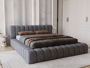 Polsterbett mit Bettkasten und Lattenrost 180x200 Italia Dunkelgrau