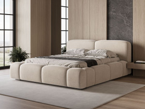 Polsterbett mit Bettkasten und Lattenrost 160x200 Aubi Beige