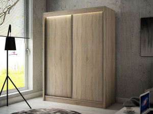 Schiebetürenschrank 150 cm mit LED-Beleuchtung Diano Eiche SOnoma