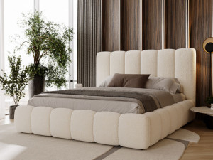 Polsterbett mit Bettkasten und Lattenrost 200x200 Imperial Creme