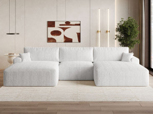 Wohnlandschaft mit Schlaffunktion und Bettkasten Serene Grau