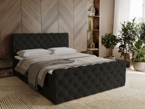 Boxspringbett mit Bettkasten 120x200 Lunaris Schwarz