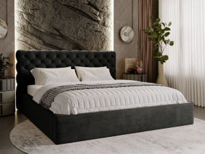 Polsterbett mit Bettkasten und Lattenrost 140x200 Apollo Schwarz