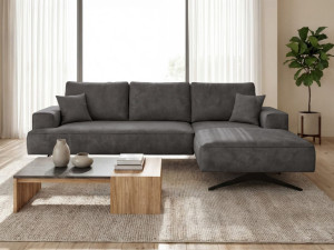 Ecksofa L-Form auf Metallbeinen Leto Rechts Anthrazit