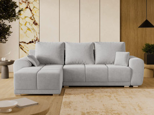 Ecksofa L-Form mit Schlaffunktion und Bettkasten Monti Links Grau
