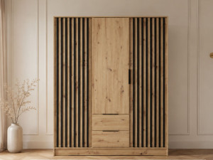 Kleiderschrank 155 cm Artisan Eiche, Schwarz
