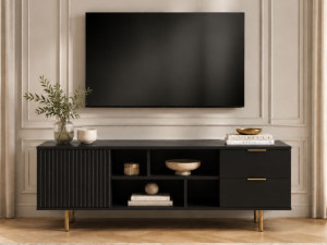 TV-Lowboard mit Schubladen und Türen Ankara Schwarz Matt