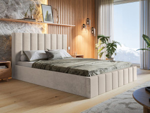 Polsterbett mit Bettkasten und Lattenrost 180x200 Siena Beige