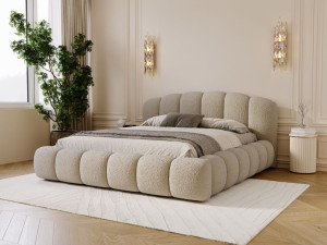Polsterbett mit Stauraum und Lattenrost 200x200 Cloud Soft Beige